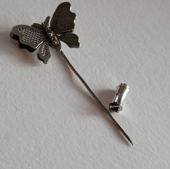 Vintage butterfly stick pin stickpin cravat lapel brooch insect bug - Picture 4 of 7